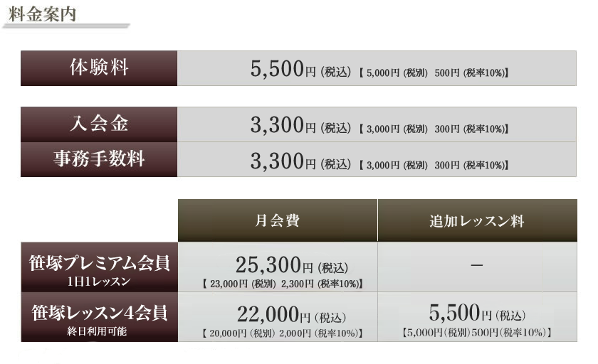 料金案内 - マイゴルフスタイル笹塚